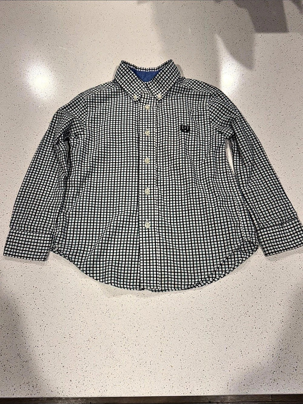 Chaps Checkered Button Down Shirt in Green & White